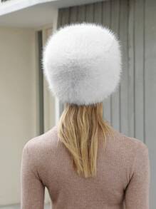 1pc Women Solid Color Fluffy Trapper Hat, Versatile Windbreak Autumn & Winter Warm Plush Bucket Hat Suitable For Outdoor, Skiing, Daily Wear - Multicolor - View 2