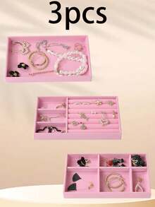 Set de 3 bandejas de almacenamiento de joyas, bandejas expositoras de joyas - Multicolor - Ver 1