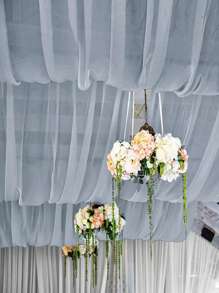 1 pezzo Grande tenda ad arco bianca romantica per decorazioni di matrimonio - Elegante tessuto in chiffon e garza ideale per cerimonie, abiti da sera, forniture per matrimoni, sfondi per palcoscenico e accessori fotografici