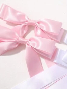 1pc Kids Princess Double Layer Ribbon Bow Hair Clip - 1pcs - View 4