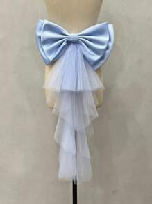 1 chiếc thắt lưng satin trắng trang trí nơ với dải ruy băng lưới bất đối xứng, phụ kiện ngày Valentine - Nhiều màu - Xem 22