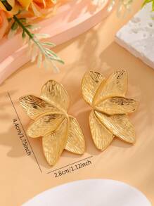 1 对 18K 镀金钛钢几何形状耳环，女士珠宝，情侣礼物 - 金色 - 查看 5