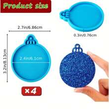 1/2/4PCS Mặt dây chuyền hình tròn trang trí Giáng sinh Khuôn nhựa Epoxy, Móc khóa trang sức thủ công DIY để làm đồ trang trí Giáng sinh - nhiều màu - Xem 4
