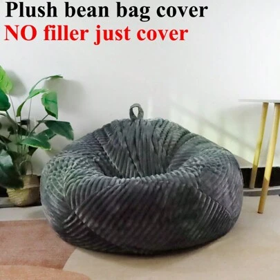 1PC Bean Bag Chair Cover (No Filler) Stripe Thickened Plush Bean Bag Chair Cover Beanbag Slouchy Sofa Bed Cover Gifts Birthday Graduation
