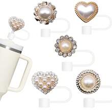 Shiny Straw Covers Cap For  Cups 30&40 Oz Tumbler, Resin Colorful Shiny Straw Protectors Tips Cover For Reusable Drinking Straws  Tumblers Accessories(Shiny) - White - View 2