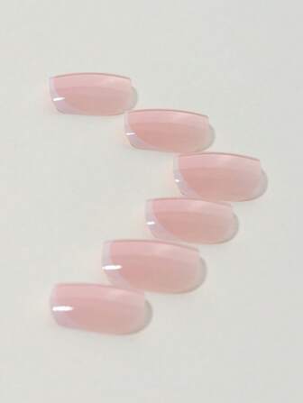 24Pcs/Set New Short Square Press-On Nails, Minimalist French Style Fashion Nail Kit Including 1 Scrubbing Strip And 1 Clear Gel Nail, White Gift Box Suitable For Girls Women Party Dance Wedding Birthday Daily Wear Nail Supplies Nails