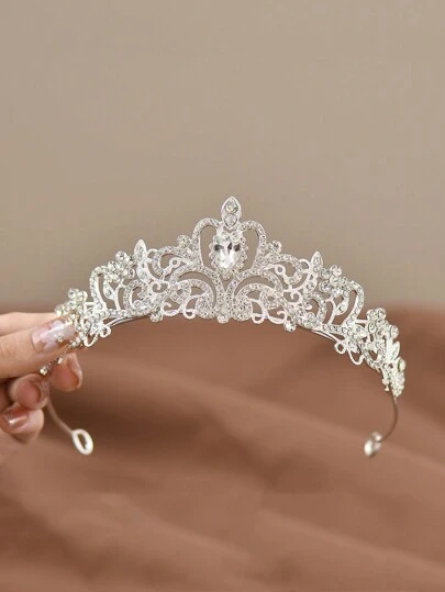 1pc Bridal Crown Wedding Tiara Headband, Bride Party Costume Accessory For Christmas, Halloween, Birthday
