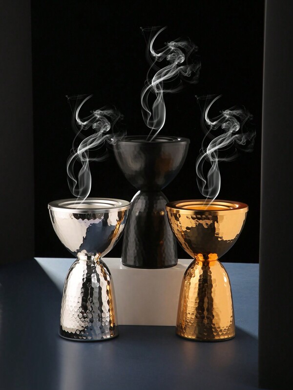 ALAMAMARA 1 pieza, Quemador de incienso de oro y plata, estilo de artesanía de hierro, para el Ramadán, Ramadán Kareem, Ramadán Mubarak, Eid Mubarak, Eid Al-Fitr, adecuado para la decoración del hogar, la oficina, la sala de estar, la cocina, necesario para banquetes, ambiente de alta gama, empaque independiente en caja, en oro y plata, grano de madera, primavera