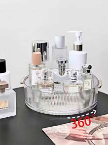 1 khay đựng mỹ phẩm bằng nhựa, hộp đựng trong suốt xoay 360 độ có tay cầm, giá trưng bày mỹ phẩm, sắp xếp để bàn, thích hợp để đựng nước hoa, son môi, cọ trang điểm, văn phòng phẩm, trang sức vòng cổ, hộp đựng, cho kỳ nghỉ bãi biển, bộ sưu tập phòng tắm, bộ sưu tập phòng ngủ, dung tích lớn - Nhiều màu - Xem 4
