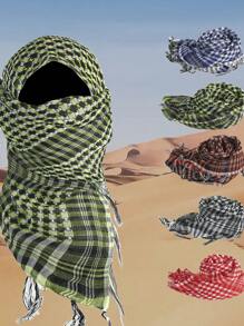 男女通用格子军用阿拉伯战术沙漠军队头巾带流苏