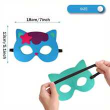1pc/9Pcs Cat Mask Felt Party Favors , Cat Themed Party Supplies Dress Up Masks Photo Booth Prop Cartoon Character Cosplay Birthday Gift - Multicolor - View 8