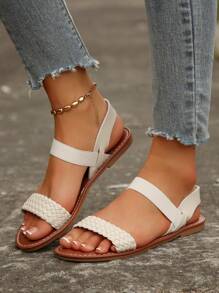 New Summer Women Flat Sandals, Home Slippers, Beach Shoes, Roman Sandals - Beige - View 5