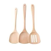 1pc Wooden Cooking Spatula, Long Handle Non-Stick Pan Stirring Spoon, Wooden Kitchen Utensil Suitable For Home And Restaurant - Multicolor - View 1