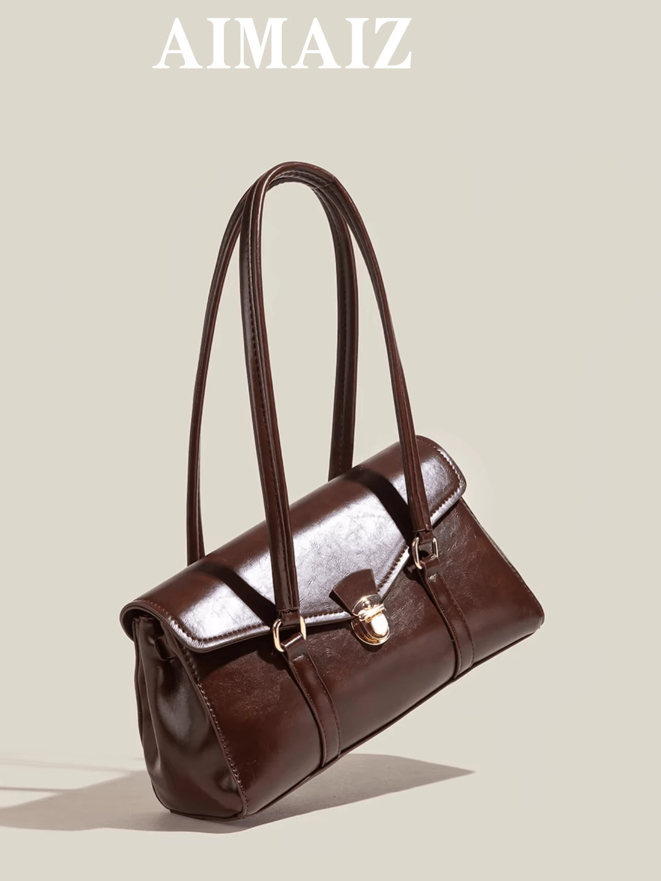 复古大容量轻便奢华女士单肩包，带翻盖设计，简约纯色手提包，多功能工作手提包，复古风格女士包