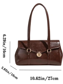 复古大容量轻便奢华女士单肩包，带翻盖设计，简约纯色手提包，多功能工作手提包，复古风格女士包