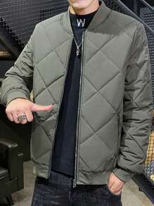 Nouvelle veste matelassée à col de base-ball matelassé avec motif argyle