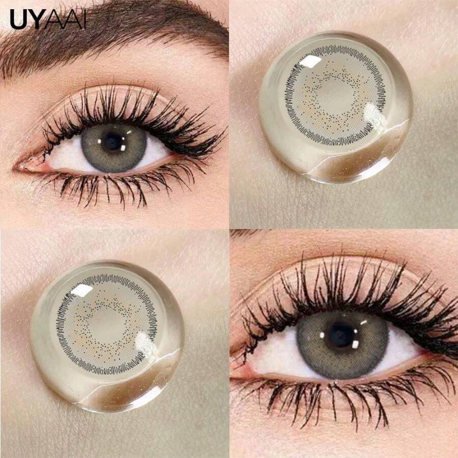 UYAAI 1 Pair - Natural Year Disposable Colored Contact Lenses, Large Diameter, Suitable For Dates, Daily Wear, Halloween Costumes, Cosplay - Brown - View 1