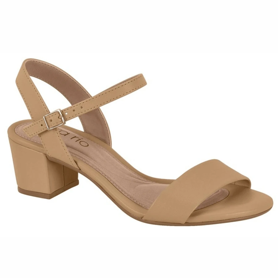 Beira Rio Women's Sandals With Thick Block Heel And Low Heel Casual Comfort - Sơn màu khỏa thân - Xem 1