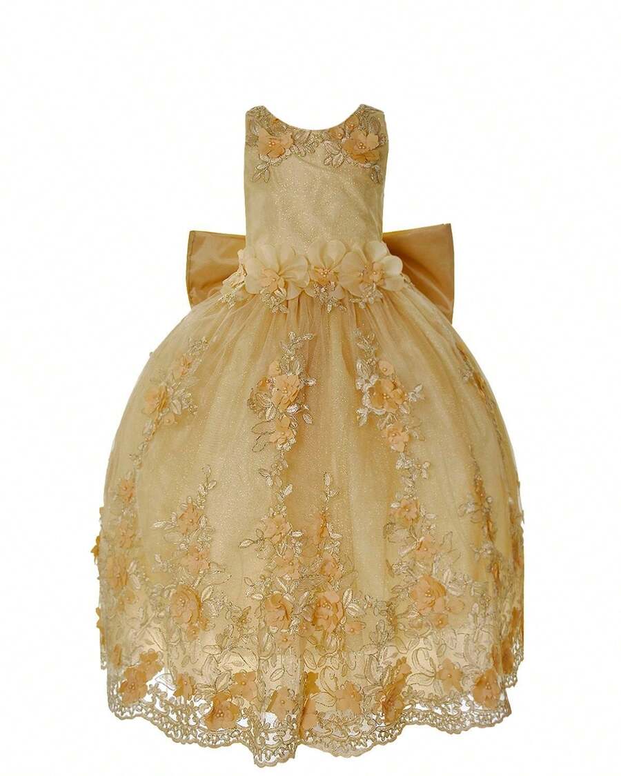 Maylin Romina Girl's Long Party Dress - 金色 - 查看 1