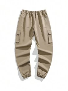 1pc Multi-Pocket Cargo Pants For Men, Casual, Lightweight, Suitable For Commuting, Outdoor, Hiking, Sports, Jogging, Fitness, Streetwear, Beach Vacation, Daily Wear, Slim Fit, Ankle Length, Solid Color, Spring/Summer
