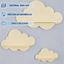 Trio Of Cloud Model Niches In MDF Baby Room Shelf - 淺粉色 - 查看 4