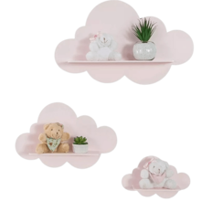 Trio Of Cloud Model Niches In MDF Baby Room Shelf - 淺粉色 - 查看 2