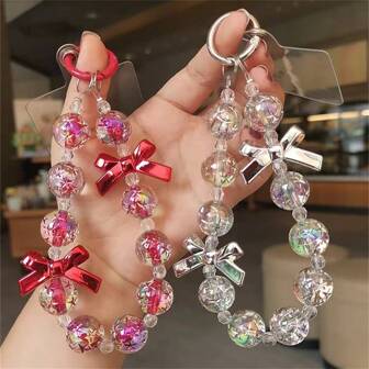 Personalized Beaded Chain Wristlet Lanyard Detachable For Phone Case, Keychain, Bag Charm Gifts For Mother, Family, Friends, Birthday, Holiday Phone Charm, Phone Chain