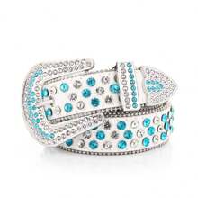 女士水钻装饰合金扣皮带，配人造珍珠，时尚腰带，适合年轻女士万圣节夏季、秋季、秋季、万圣节