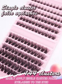 144 pestañas postizas naturales y suaves de 10-16mm de grosor de 0,07mmC/D, impermeables, extensión manual de pestañas largas y estilo falso, ampliadas, pueden usarse en todas las ocasiones desde el maquillaje diario hasta el estilo de fiesta - portatil.