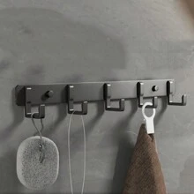 Modern Black Aluminum Wall Mounted Hook For Bathroom Accessories, Suitable For Towels, Coats And Clothes