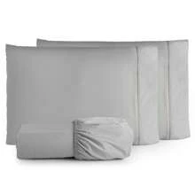 3-Piece Double Bed Sheet Set 100% Cotton 400 Thread Count - 灰色 - 查看 1