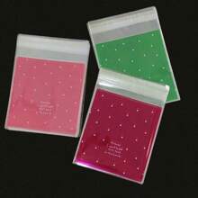 100个圣诞绿红圆点自封袋10*10cm烘焙包装袋新鲜圆点自封袋月饼礼品面包食品包装袋 - 綠色 - 查看 8