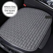 1 pieza Cojín de apoyo lumbar para asiento de coche de lino, diseño de guinga universal para todas las estaciones - Negro - Ver 9
