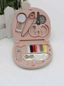 1 Set Portable Pink Mini Sewing Box Small Sewing Kit Multipurpose Sewing Tools Combo Set -- Foldable, DIY Sewing Supplies And Accessories For Travelers And Emergency Clothing Repairs!Travel Bottles Travel Kit Travel Mug Travel Size Travel Toiletry Bag Travelling Organizer Holiday Accessories Travel Kit Set Gift For Travel - Baby Pink - View 6