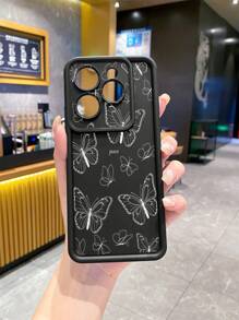 黑色 1 件条纹蝴蝶图案防震手机壳适用于 Iphone/Galaxy/Infinix/Redmi/OPPO/VIVO/MOTO/Honor/Oneplus/Itel/Tecno - 黑色 - 查看 4