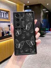 黑色 1 件条纹蝴蝶图案防震手机壳适用于 Iphone/Galaxy/Infinix/Redmi/OPPO/VIVO/MOTO/Honor/Oneplus/Itel/Tecno - 黑色 - 查看 2