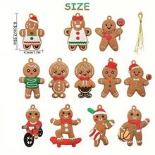 12 款经典姜饼人圣诞树装饰品 - 3 英寸 PVC 节日装饰，适用于婚礼、情人节、感恩节、圣诞装饰、圣诞装饰、圣诞装饰、圣诞礼物、圣诞派对用品、圣诞礼品袋、圣诞袋、圣诞贴纸 - 多色-配件隨機 - 查看 2