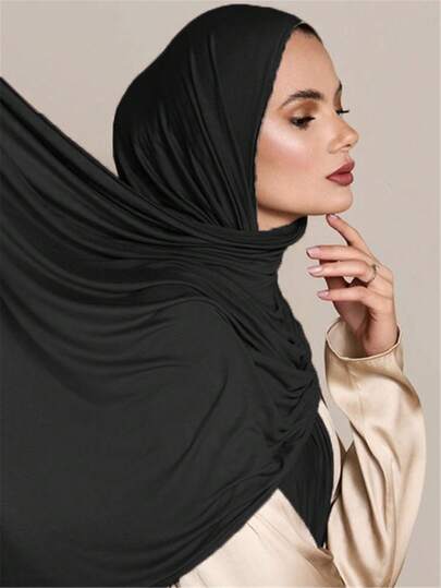 1pc New Style Large Size Jersey Hijab Shawl Soft Casual Solid Color Women Scarf Lightweight Headband Classic Turban Abaya Accessories Women Veil