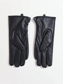 1 par de guantes de invierno de mujer de PU con estilo, forrados térmicamente, a prueba de viento y agua, con pantalla táctil, para uso casual al aire libre y Halloween