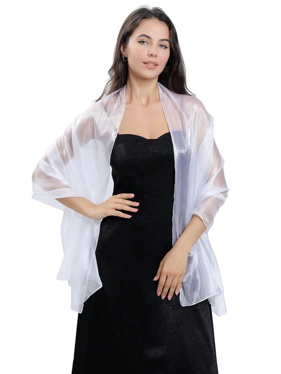 1pc Bridal Gown Shawl, European Style New Wedding Party Shawl, Solid Color Shawl And Scarf For Brides And Bridesmaids Fall Clothes For Women - A - View 1