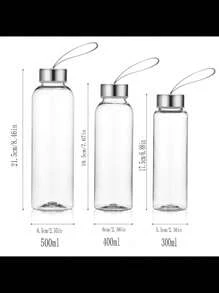 1 pieza Botella de agua portátil y transparente de plástico para exteriores - transparente - Ver 3