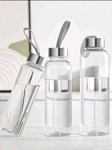 1 pieza Botella de agua portátil y transparente de plástico para exteriores - transparente - Ver 2