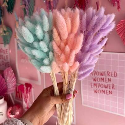 60 Stiele bohemian-Stil Künstliche Blumenstrauß - natürliche getrocknete Hasenschwanz & Pampasgras, Löwenzahnblumen - Heim, Hochzeit, Büro, Café Dekoration - Valentinstag und Muttertag Geschenke Geburtstag Abschluss, Herbstdekoration, Herbst