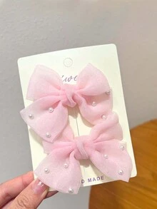 8 chiếc kẹp tóc nơ ngọc trai giả dễ thương, thích hợp để trang trí tóc hàng ngày. - Nhiều màu - Xem 11