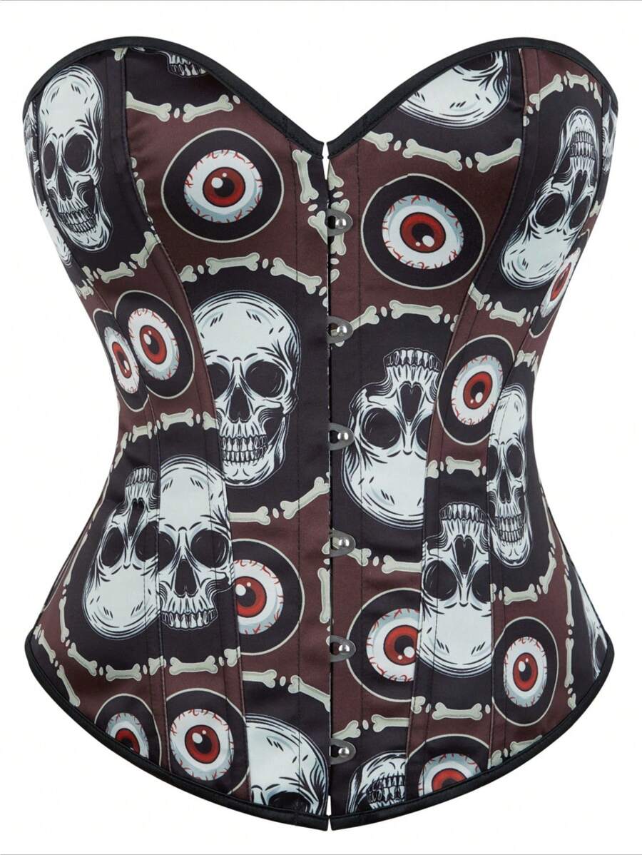1 buc. Camolă strânsă cu imprimeu schelet, îmbrăcăminte modelată în stil Halloween