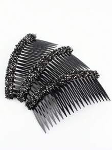 1/2/3 pezzi Set di fermagli per capelli con strass per donne, fermagli per capelli eleganti decorati completamente con strass per frangia e capelli ribelli, pettini per capelli laterali, accessori per capelli per scuola, matrimonio