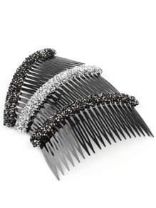 1/2/3 pezzi Set di fermagli per capelli con strass per donne, fermagli per capelli eleganti decorati completamente con strass per frangia e capelli ribelli, pettini per capelli laterali, accessori per capelli per scuola, matrimonio