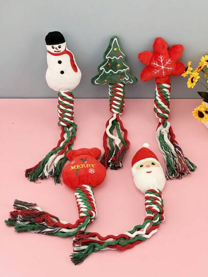 Série de Natal Gato/Cão Amante Presente E Cachorro/Gato Mãe Amor Pet Suprimentos Mastigável Boneca De Pelúcia Desenho Animado Filhote De Cachorro Dentição Limpador Durável Boneca Mordedora Para Gato/Cão Amante Presente E Cachorro/Gato Mãe Amor Pet Use Apenas