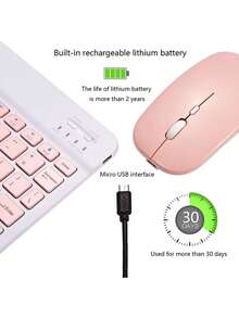 Rechargeable Wireless Bluetooth Keyboard Mouse Kit Tablet/Laptop - màu xanh lá - Xem 4