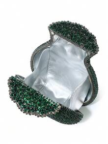 Túi buổi tối đính đá Rhinestone mới, thích hợp sử dụng hàng ngày, không dùng để đựng điện thoại di động - màu xanh lá - Xem 5